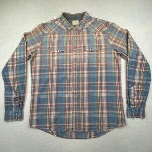 Jachs men's Plaid Snap-Front Long-Sleeve Button-Down Pearl-Snaps Shirt